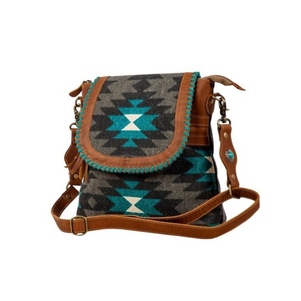 😍New Style Myra Bag Corset woven leather flap Rug canvas tribal new crossbody - Picture 4 of 10